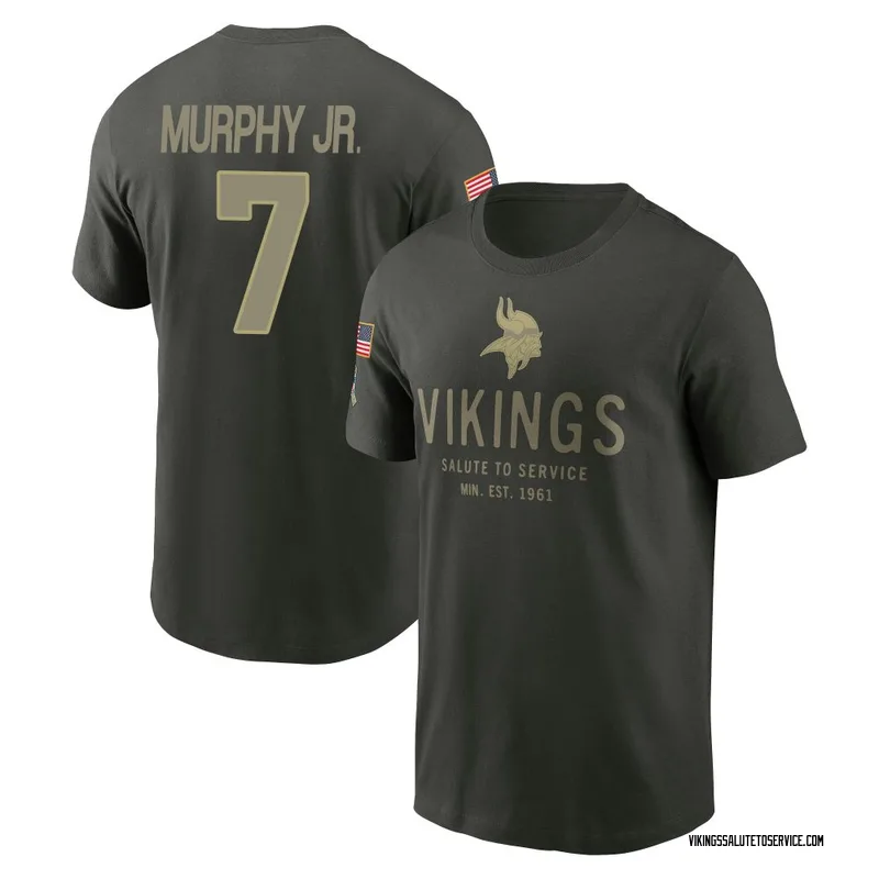 Youth Byron Murphy Jr. Minnesota Vikings Green Forest/ 2025 Salute to Service Sideline Primary Edge T-Shirt