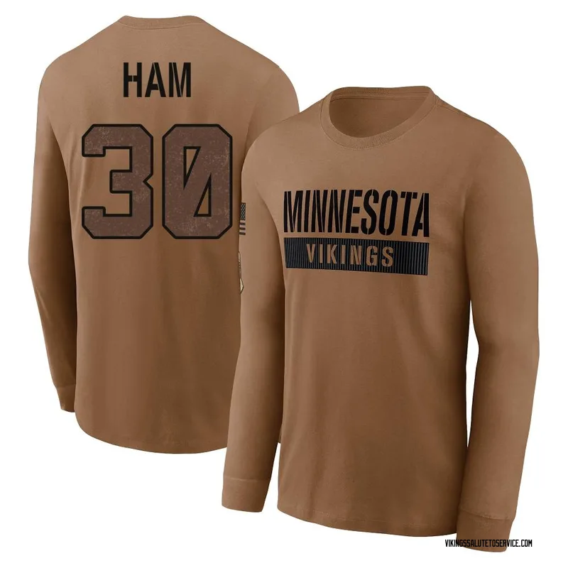 Youth C.J. Ham Minnesota Vikings Brown 2023 Salute To Service Long Sleeve T-Shirt