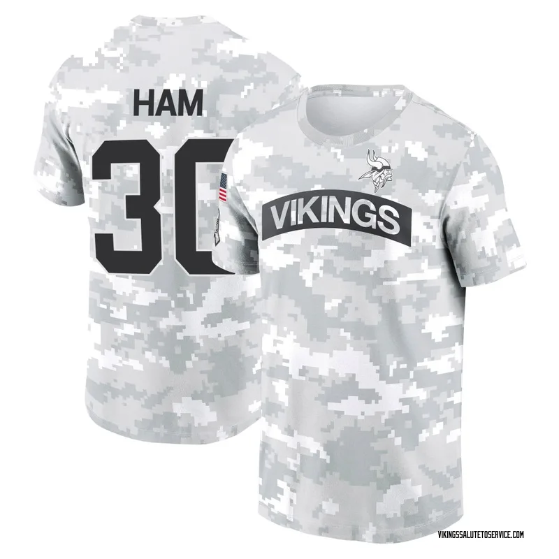 Youth C.J. Ham Minnesota Vikings Camo Arctic 2024 Salute to Service Performance T-Shirt
