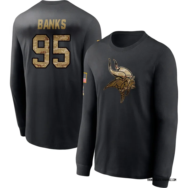 Youth Caleb Banks Minnesota Vikings Black 2020 Salute To Service Sideline Performance Long Sleeve T-Shirt