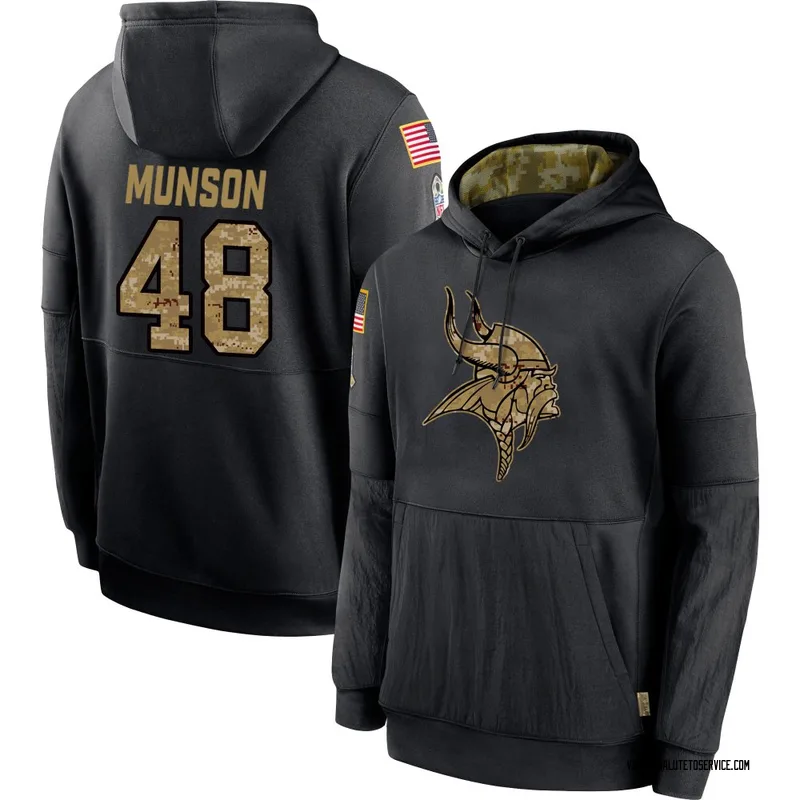 Youth Calvin Munson Minnesota Vikings Black 2020 Salute to Service Sideline Performance Pullover Hoodie