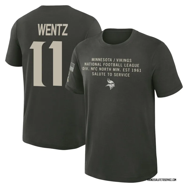 Youth Carson Wentz Minnesota Vikings Green Dark/ 2025 Salute to Service Sideline Slub T-Shirt