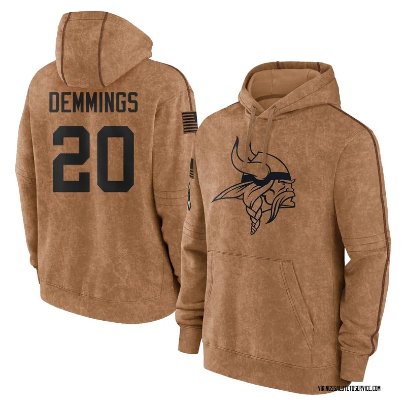Youth Charles Demmings Minnesota Vikings Brown 2023 Salute To Service Club Pullover Hoodie