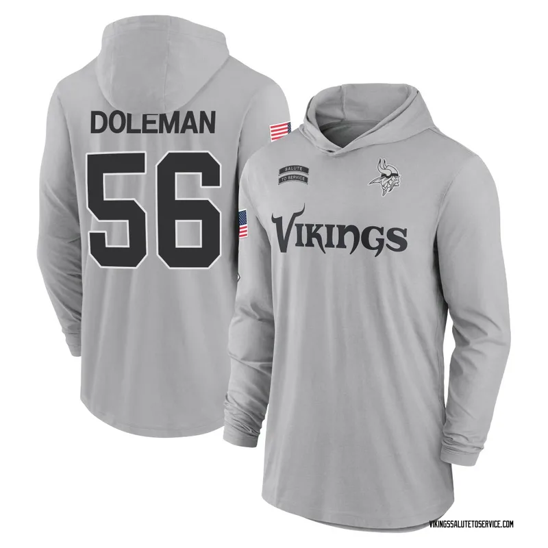 Youth Chris Doleman Minnesota Vikings Gray 2024 Salute to Service Lightweight Performance Long Sleeve Hooded T-Shirt