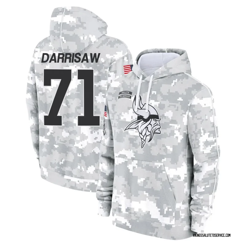 Youth Christian Darrisaw Minnesota Vikings Camo Arctic 2024 Salute to Service Club Fleece Pullover Hoodie