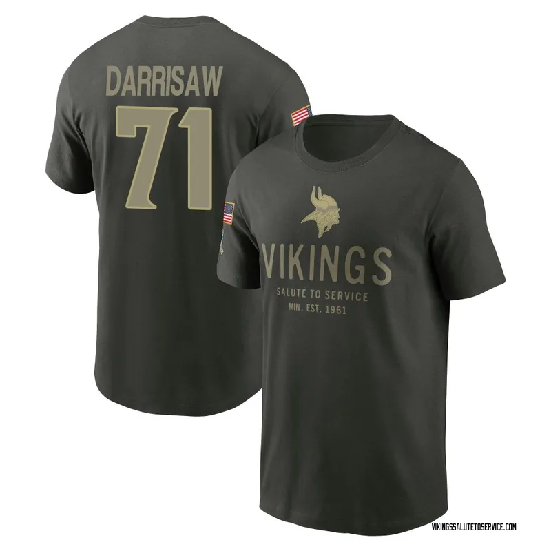 Youth Christian Darrisaw Minnesota Vikings Green Forest/ 2025 Salute to Service Sideline Primary Edge T-Shirt