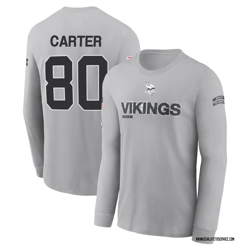 Youth Cris Carter Minnesota Vikings Gray 2024 Salute to Service Long Sleeve T-Shirt