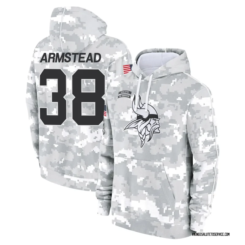 Youth Da'Veawn Armstead Minnesota Vikings Camo Arctic 2024 Salute to Service Club Fleece Pullover Hoodie