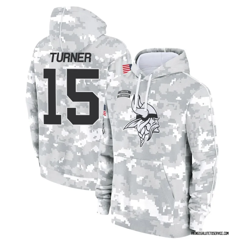 Youth Dallas Turner Minnesota Vikings Camo Arctic 2024 Salute to Service Club Fleece Pullover Hoodie