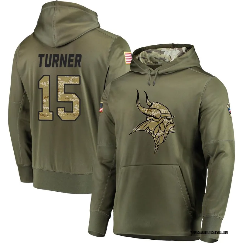 Youth Dallas Turner Minnesota Vikings Olive Salute to Service Pullover Hoodie