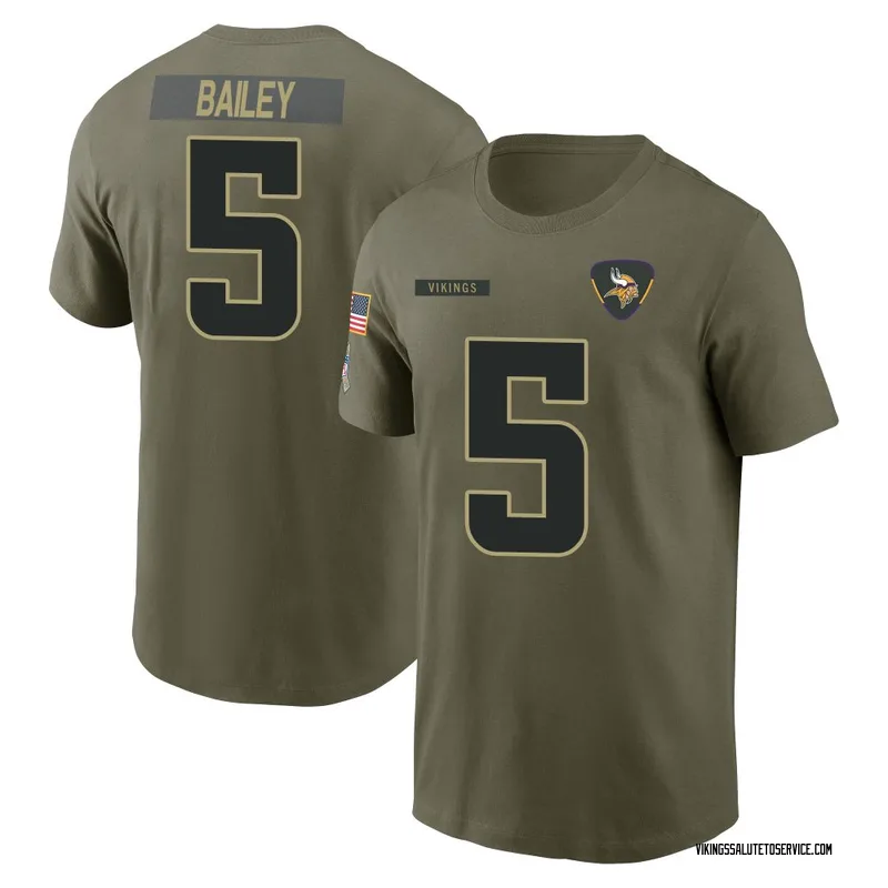 Youth Dan Bailey Minnesota Vikings Olive 2025 Salute to Service Name & Number T-Shirt