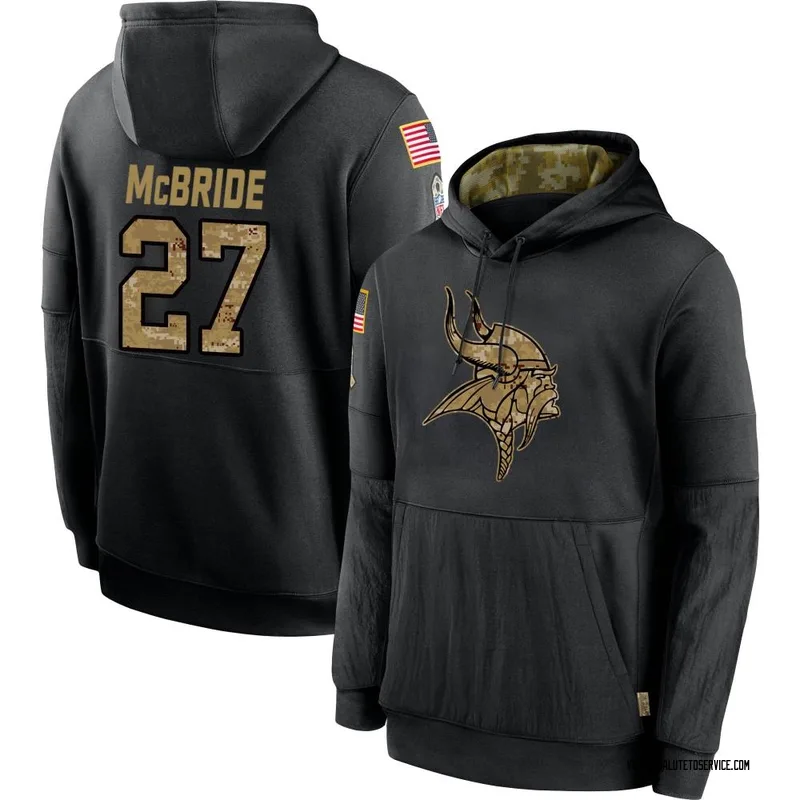 Youth DeWayne McBride Minnesota Vikings Black 2020 Salute to Service Sideline Performance Pullover Hoodie