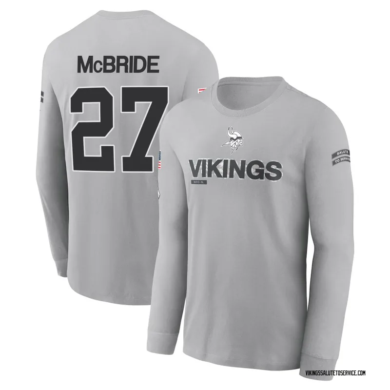 Youth DeWayne McBride Minnesota Vikings Gray 2024 Salute to Service Long Sleeve T-Shirt