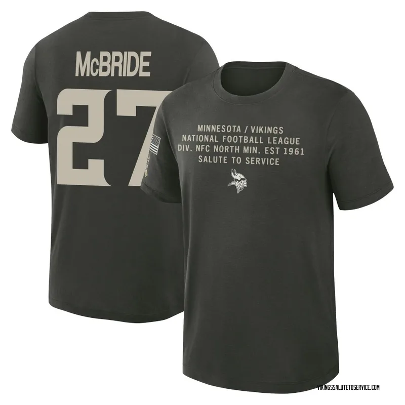 Youth DeWayne McBride Minnesota Vikings Green Dark/ 2025 Salute to Service Sideline Slub T-Shirt