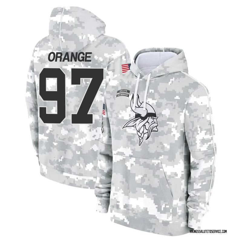 Youth Domonique Orange Minnesota Vikings Camo Arctic 2024 Salute to Service Club Fleece Pullover Hoodie
