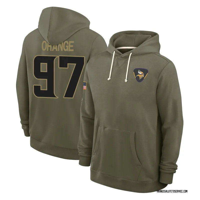 Youth Domonique Orange Minnesota Vikings Olive 2025 Salute to Service Hoodie