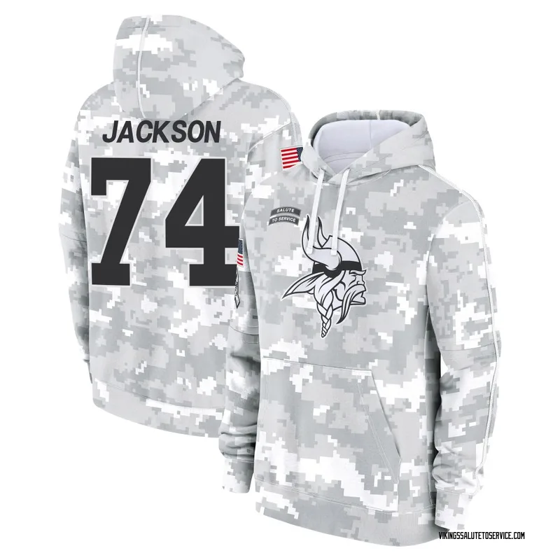 Youth Donovan Jackson Minnesota Vikings Camo Arctic 2024 Salute to Service Club Fleece Pullover Hoodie