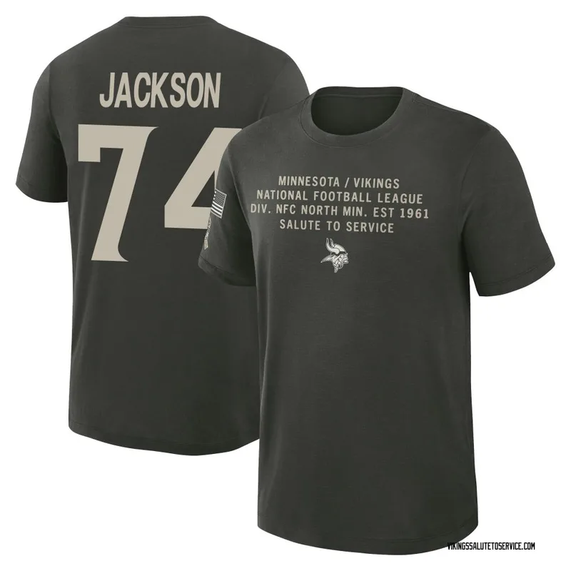 Youth Donovan Jackson Minnesota Vikings Green Dark/ 2025 Salute to Service Sideline Slub T-Shirt