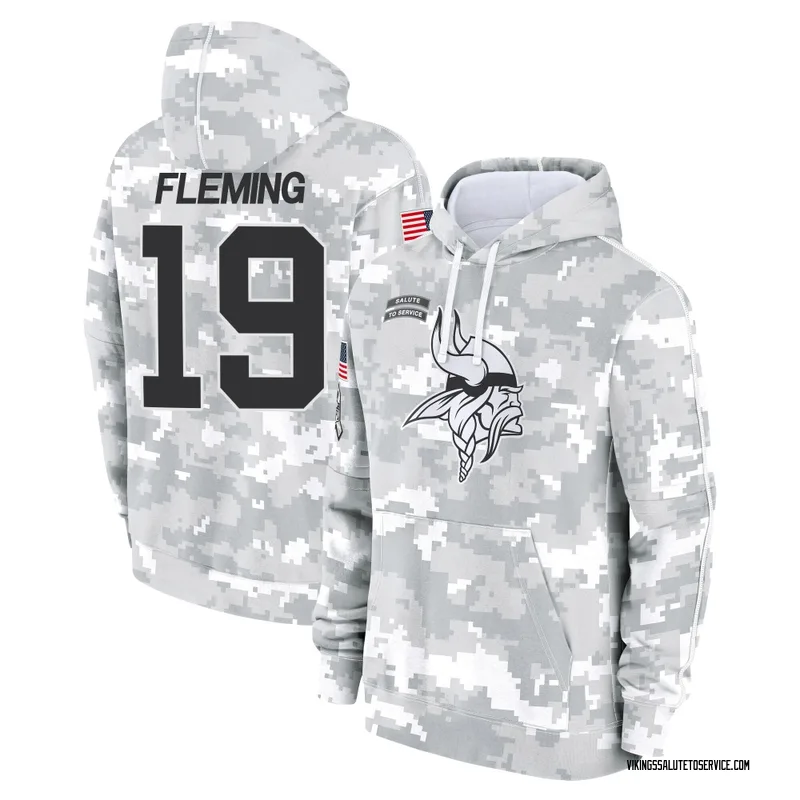 Youth Dontae Fleming Minnesota Vikings Camo Arctic 2024 Salute to Service Club Fleece Pullover Hoodie