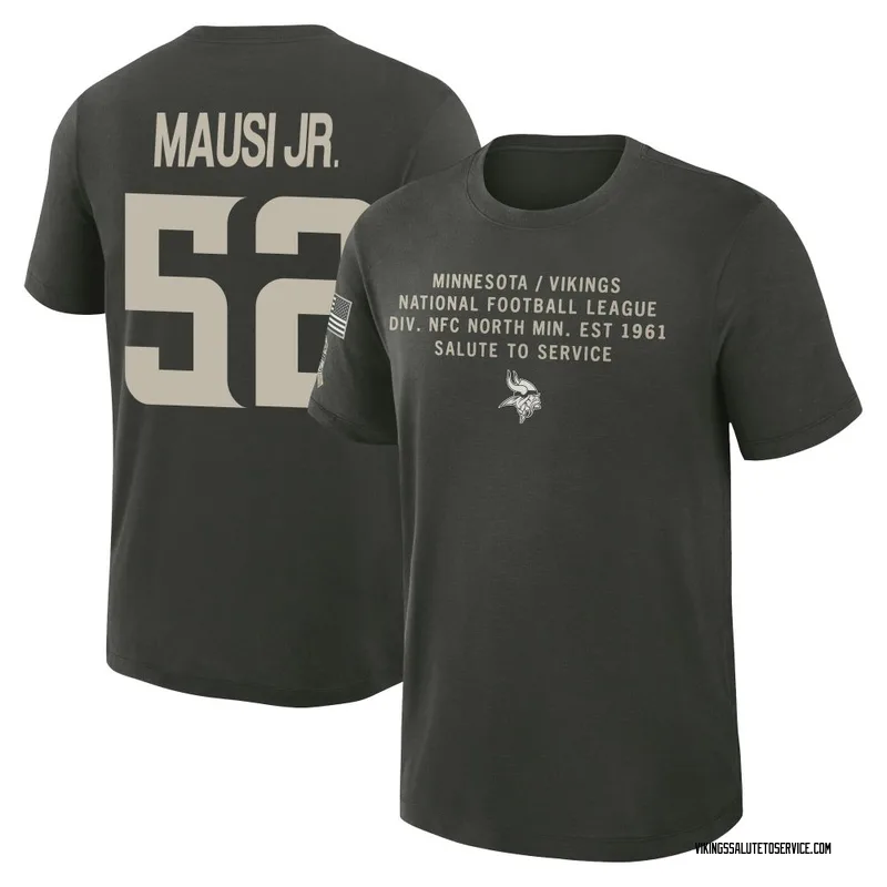 Youth Dorian Mausi Jr. Minnesota Vikings Green Dark/ 2025 Salute to Service Sideline Slub T-Shirt
