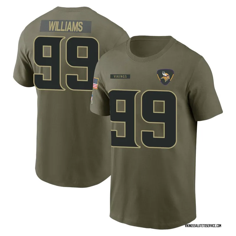 Youth Elijah Williams Minnesota Vikings Olive 2025 Salute to Service Name & Number T-Shirt