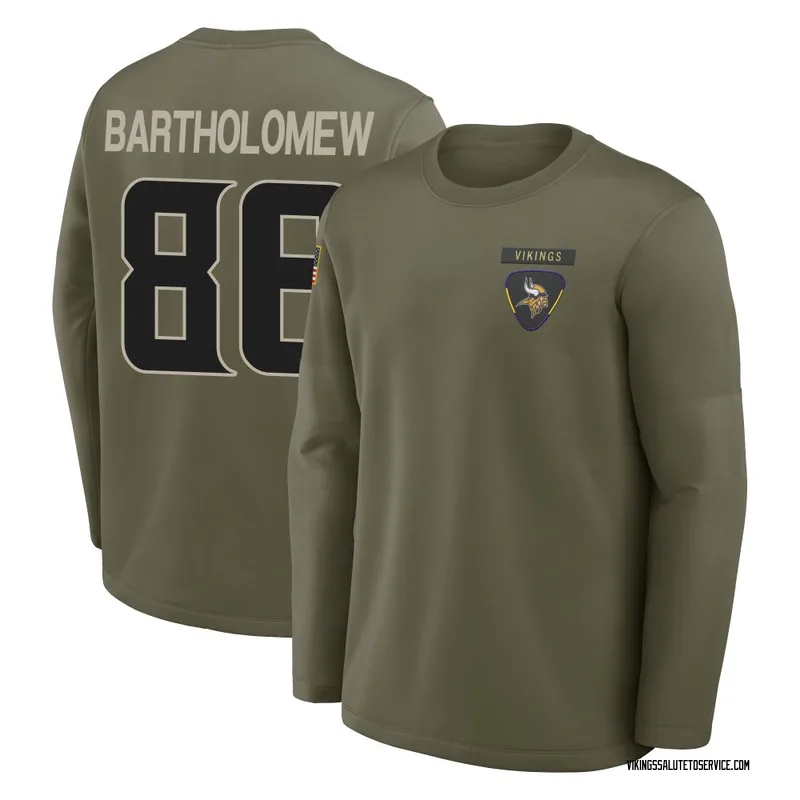 Youth Gavin Bartholomew Minnesota Vikings Olive 2025 Salute to Service Sideline Coaches Long Sleeve T-Shirt