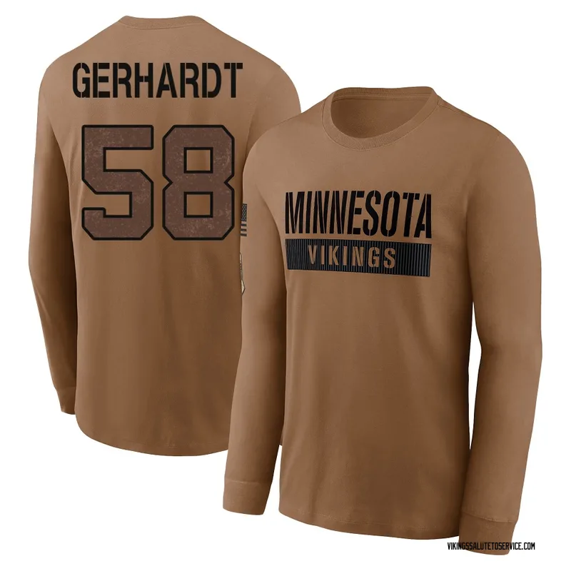 Youth Gavin Gerhardt Minnesota Vikings Brown 2023 Salute To Service Long Sleeve T-Shirt