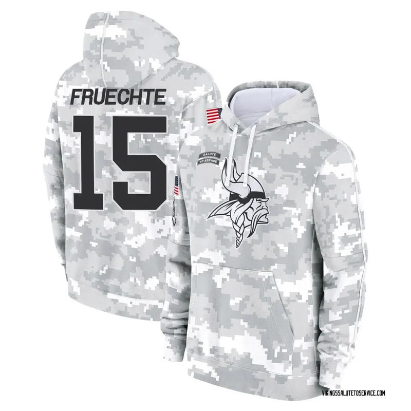 Youth Isaac Fruechte Minnesota Vikings Camo Arctic 2024 Salute to Service Club Fleece Pullover Hoodie