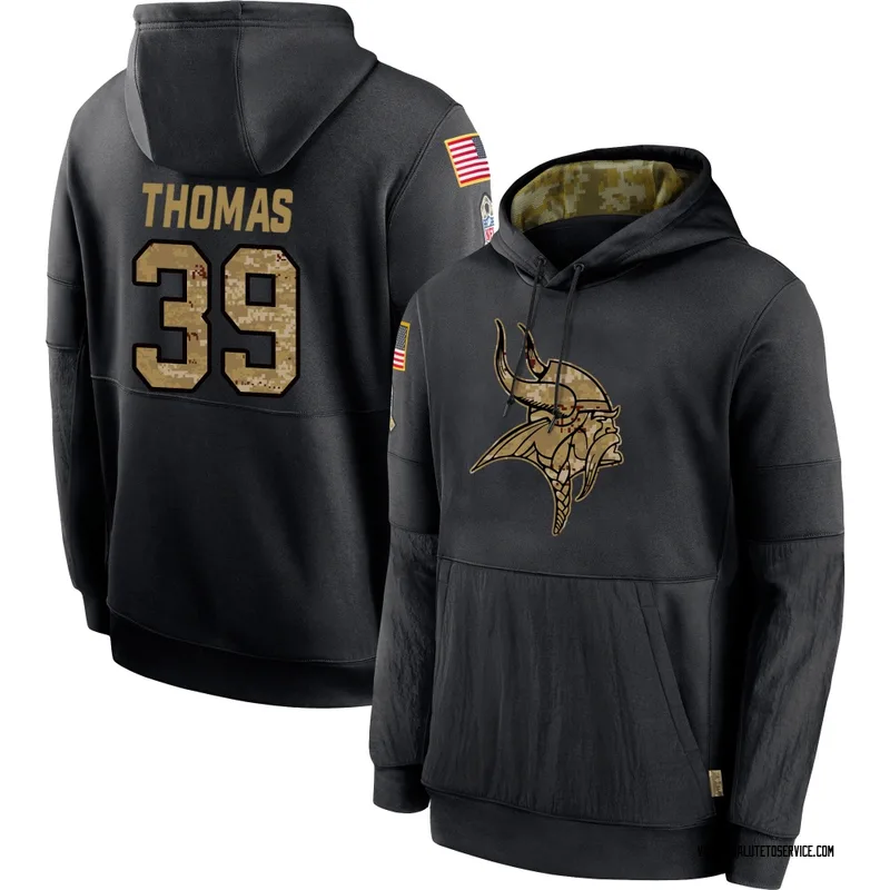 Youth Jacob Thomas Minnesota Vikings Black 2020 Salute to Service Sideline Performance Pullover Hoodie