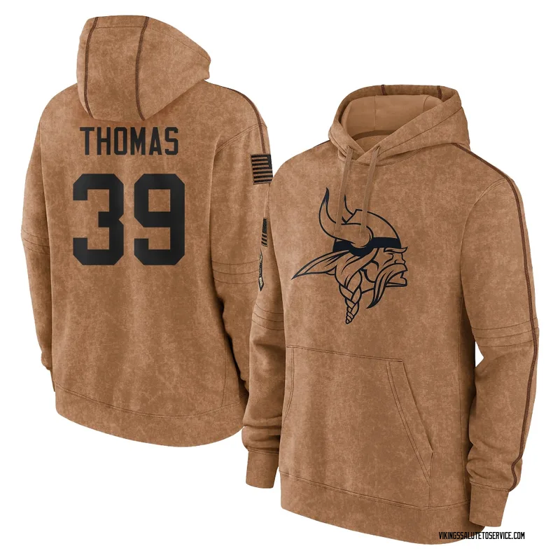 Youth Jacob Thomas Minnesota Vikings Brown 2023 Salute To Service Club Pullover Hoodie