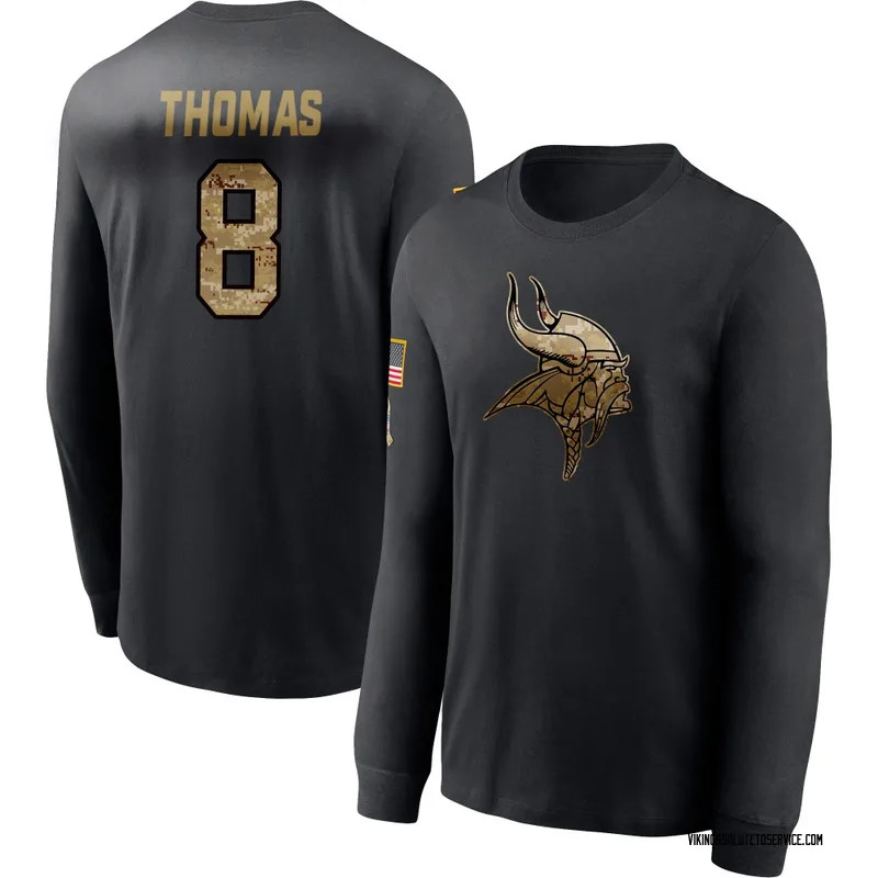 Youth Jakobe Thomas Minnesota Vikings Black 2020 Salute To Service Sideline Performance Long Sleeve T-Shirt