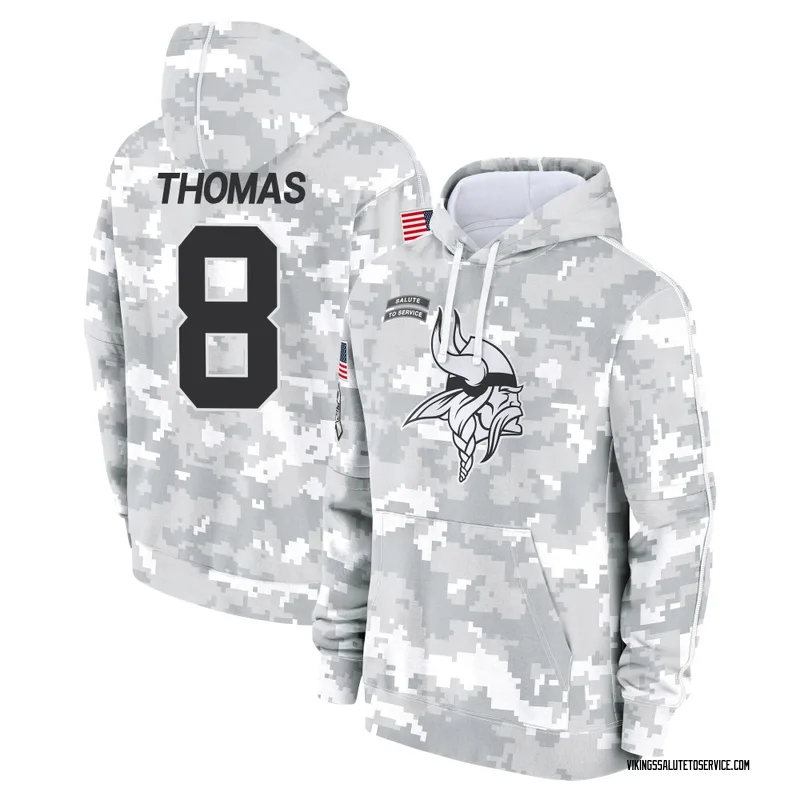 Youth Jakobe Thomas Minnesota Vikings Camo Arctic 2024 Salute to Service Club Fleece Pullover Hoodie