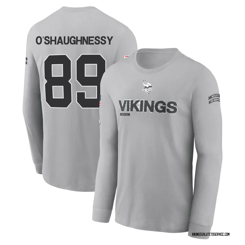 Youth James O'Shaughnessy Minnesota Vikings Gray 2024 Salute to Service Long Sleeve T-Shirt