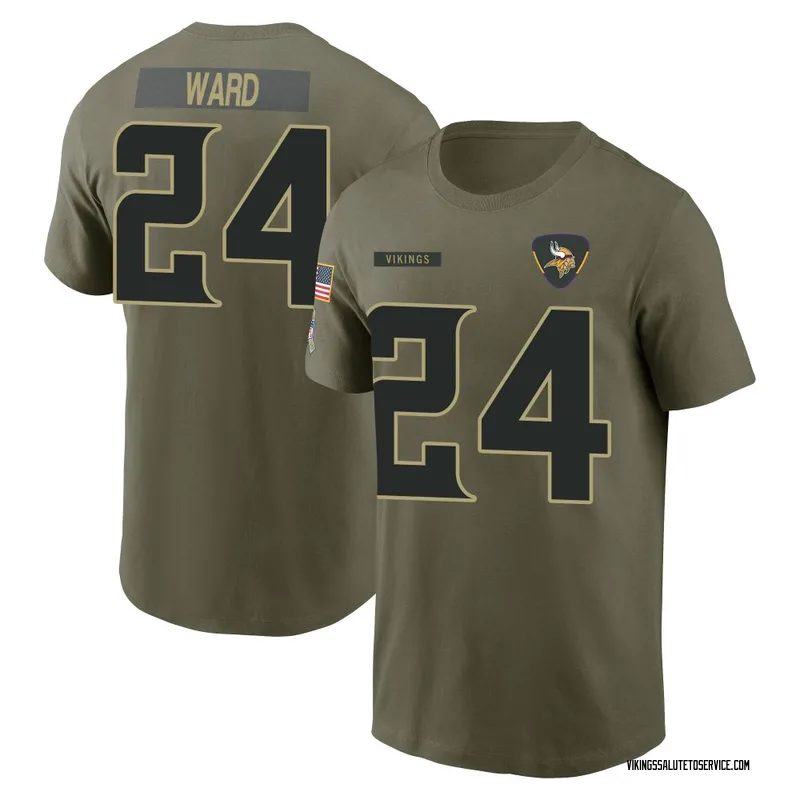 Youth Jay Ward Minnesota Vikings Olive 2025 Salute to Service Name & Number T-Shirt
