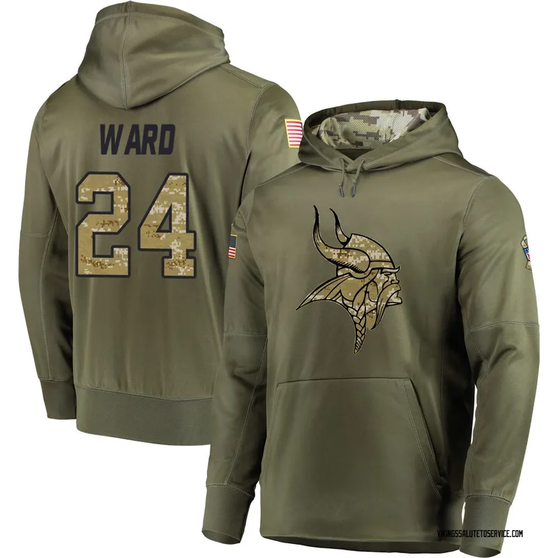 Youth Jay Ward Minnesota Vikings Olive Salute to Service Pullover Hoodie