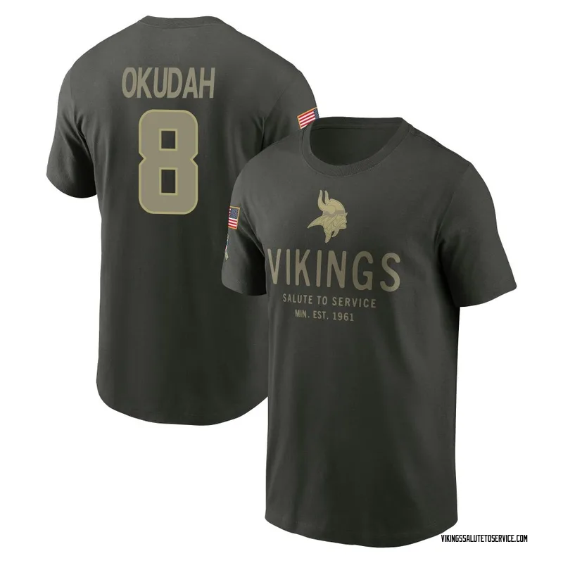 Youth Jeff Okudah Minnesota Vikings Green Forest/ 2025 Salute to Service Sideline Primary Edge T-Shirt