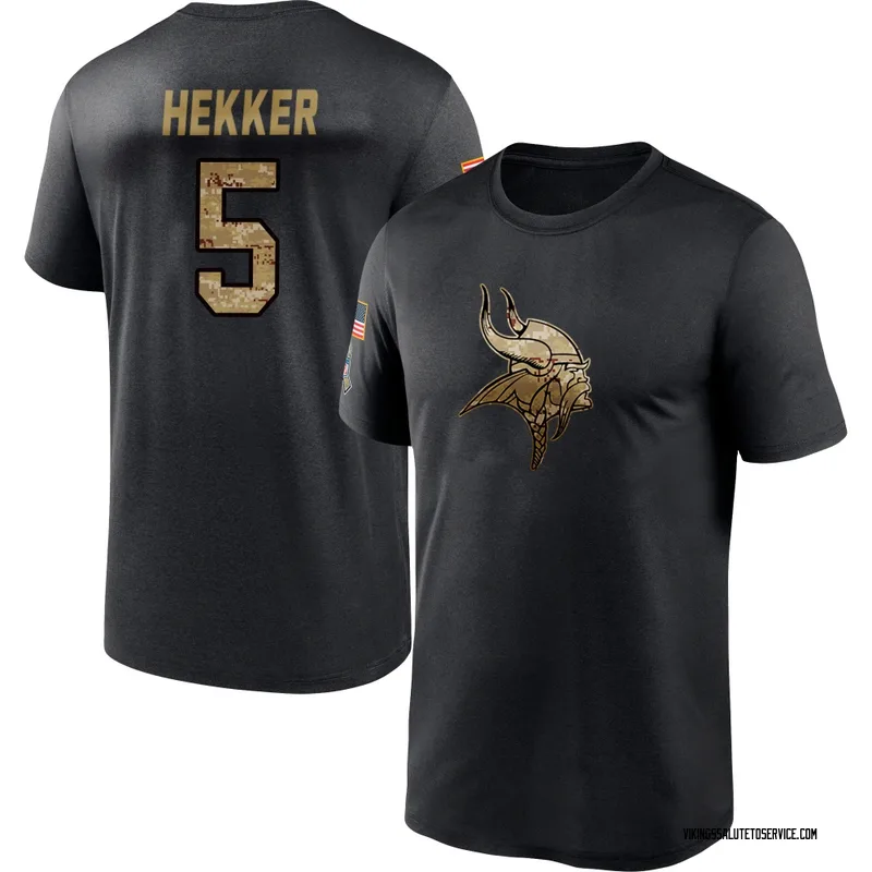 Youth Johnny Hekker Minnesota Vikings Black 2020 Salute To Service Performance T-Shirt
