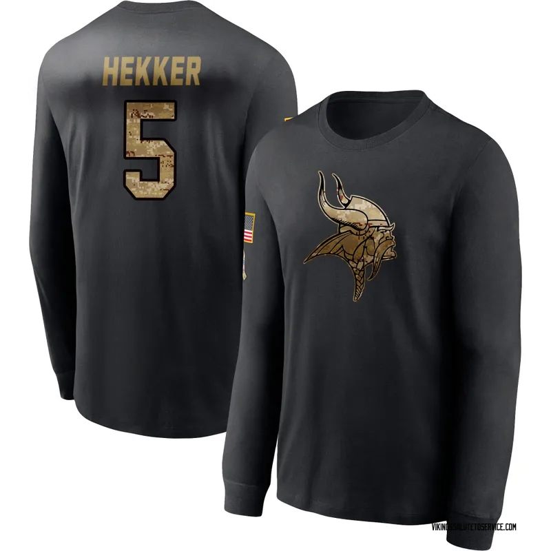 Youth Johnny Hekker Minnesota Vikings Black 2020 Salute To Service Sideline Performance Long Sleeve T-Shirt