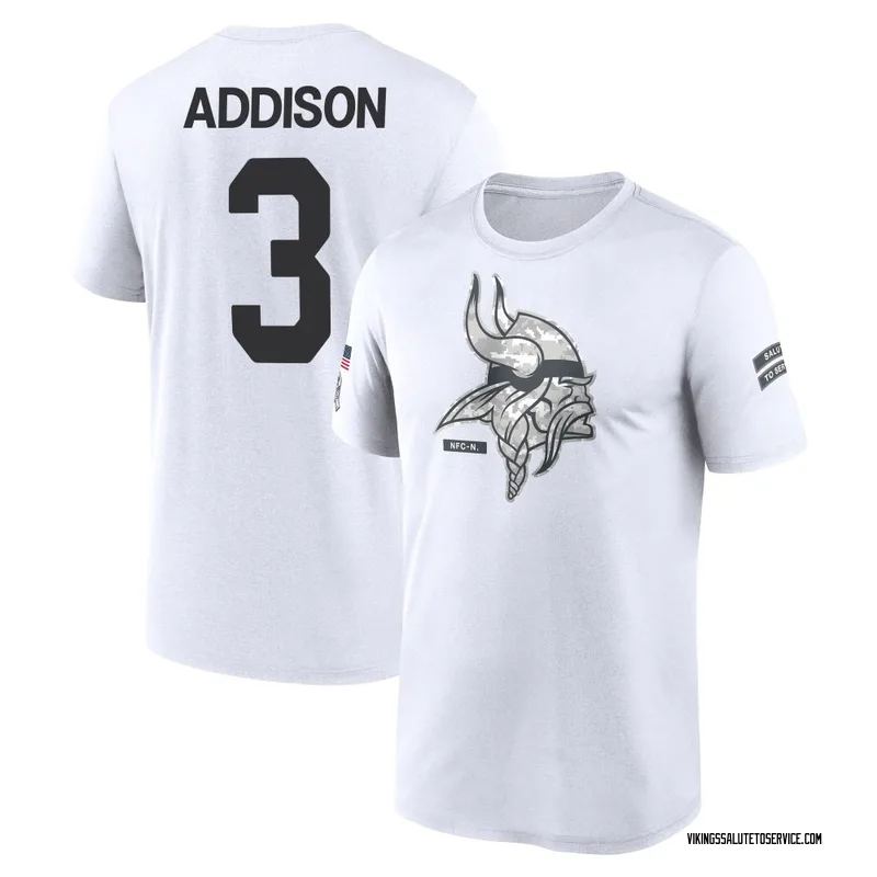 Youth Jordan Addison Minnesota Vikings Legend White 2024 Salute to Service Performance T-Shirt