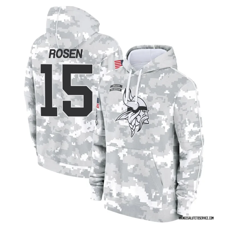 Youth Josh Rosen Minnesota Vikings Camo Arctic 2024 Salute to Service Club Fleece Pullover Hoodie