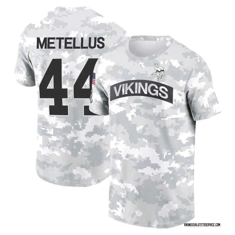 Youth Joshua Metellus Minnesota Vikings Camo Arctic 2024 Salute to Service Performance T-Shirt