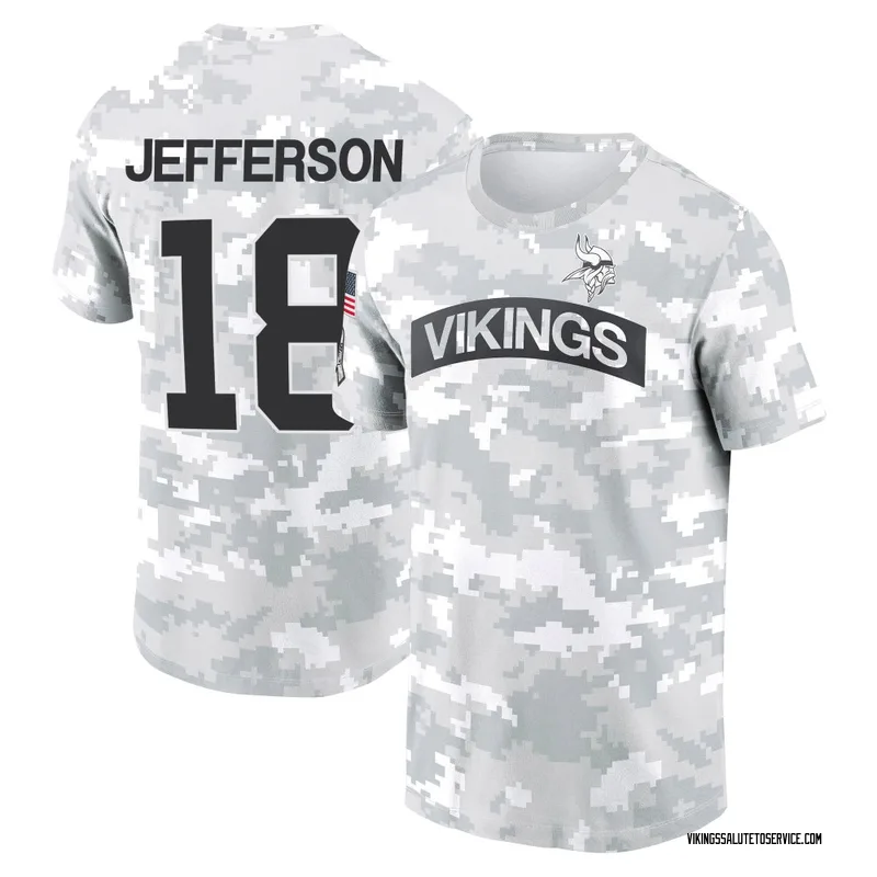 Youth Justin Jefferson Minnesota Vikings Camo Arctic 2024 Salute to Service Performance T-Shirt