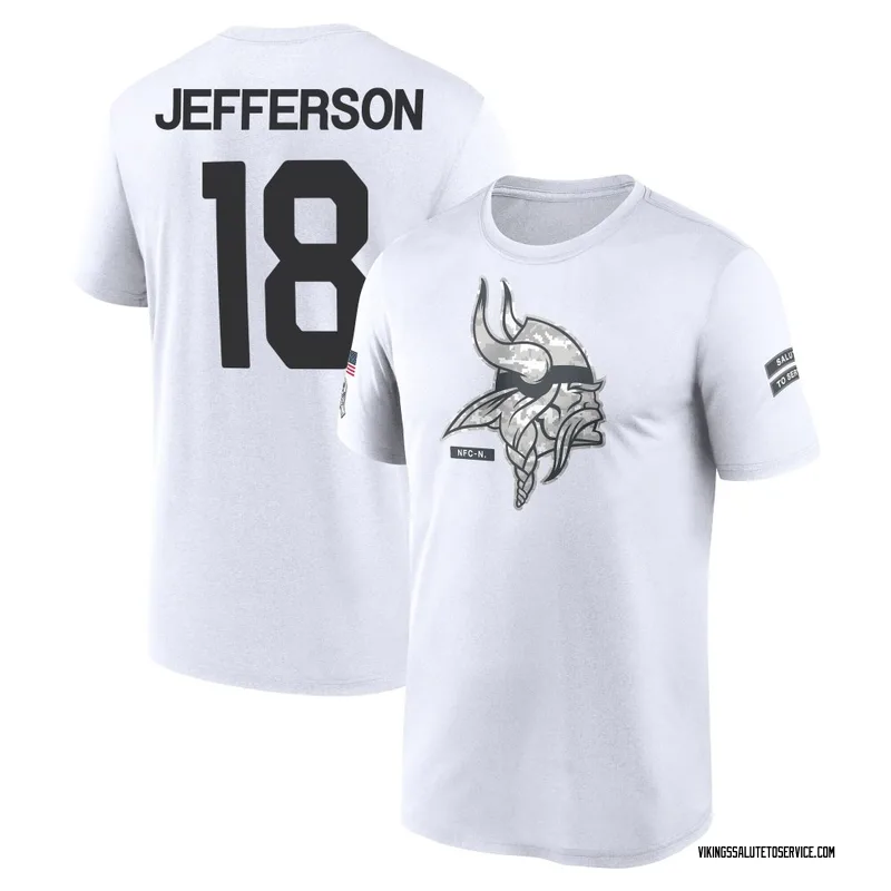 Youth Justin Jefferson Minnesota Vikings Legend White 2024 Salute to Service Performance T-Shirt