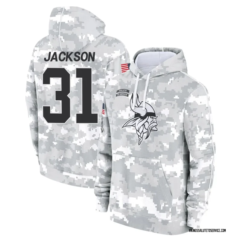Youth Khyree Jackson Minnesota Vikings Camo Arctic 2024 Salute to Service Club Fleece Pullover Hoodie