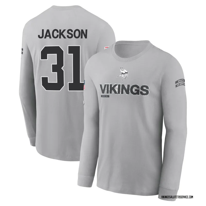 Youth Khyree Jackson Minnesota Vikings Gray 2024 Salute to Service Long Sleeve T-Shirt
