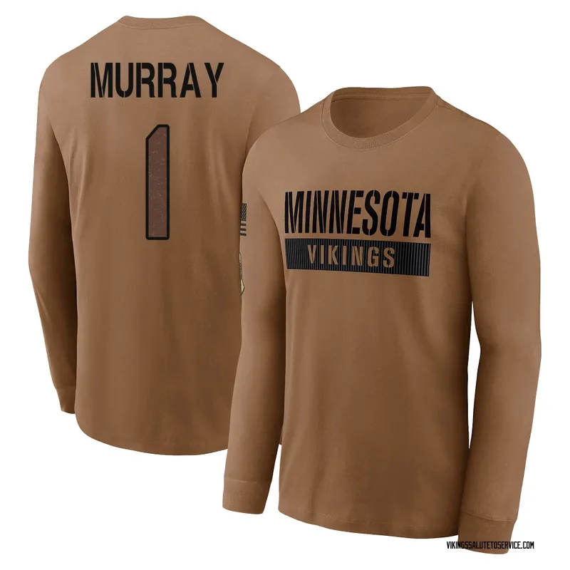 Youth Kyler Murray Minnesota Vikings Brown 2023 Salute To Service Long Sleeve T-Shirt
