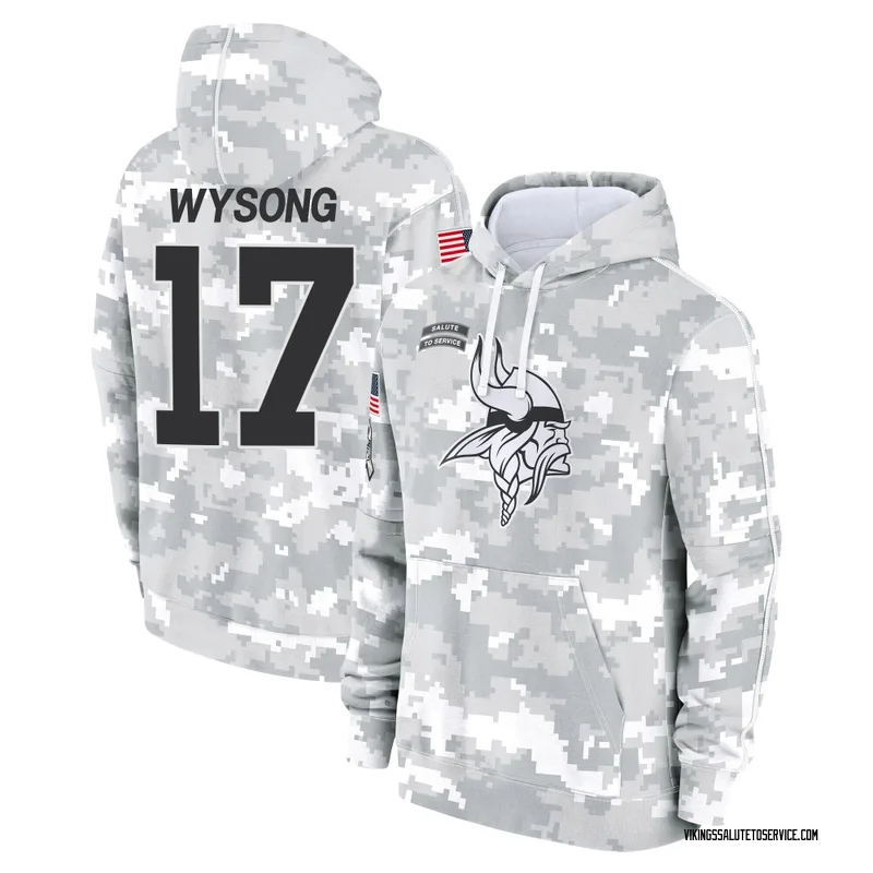 Youth Luke Wysong Minnesota Vikings Camo Arctic 2024 Salute to Service Club Fleece Pullover Hoodie