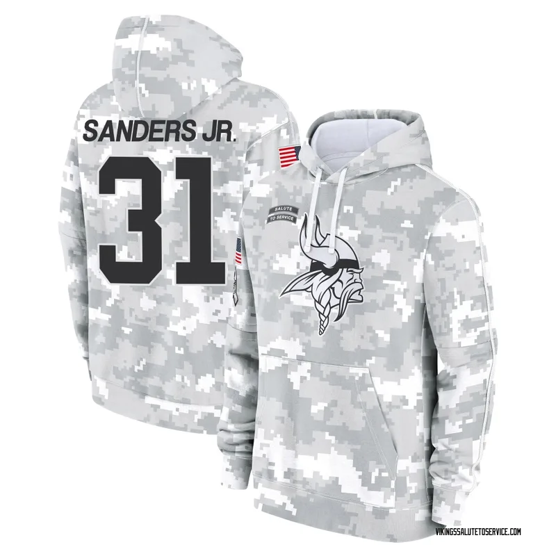 Youth Marcus Sanders Jr. Minnesota Vikings Camo Arctic 2024 Salute to Service Club Fleece Pullover Hoodie