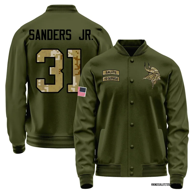 Youth Marcus Sanders Jr. Minnesota Vikings Olive Salute to Service Sideline Performance Jacket
