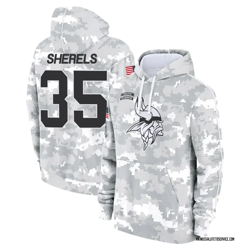 Youth Marcus Sherels Minnesota Vikings Camo Arctic 2024 Salute to Service Club Fleece Pullover Hoodie